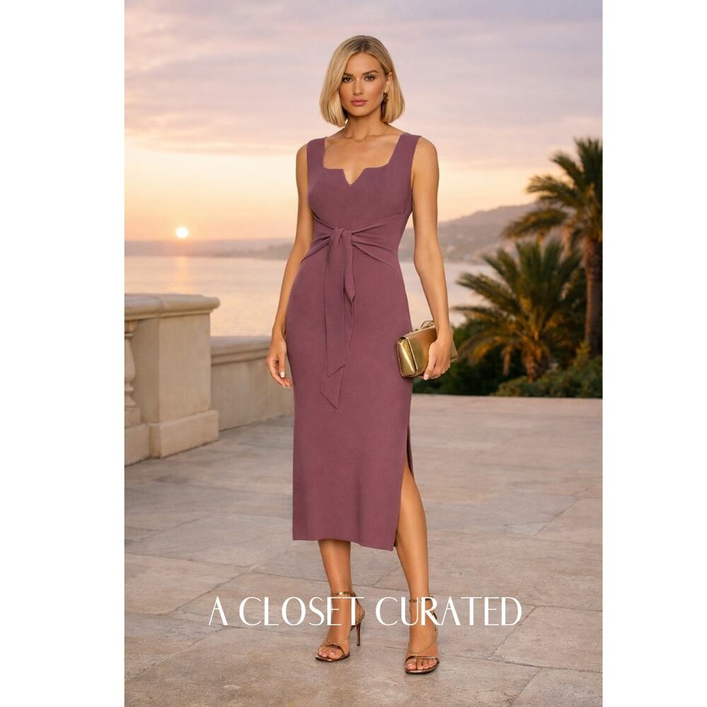 Nanushka Melon Tie Front Knit Midi Dress XXS Purple